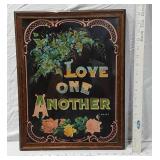 Victorian Litho Love One Another Framed Artwork on Glass approx 15 x 17 1/2