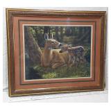 Framed Wildlife Doe and Fawn Art Print by CS Forest