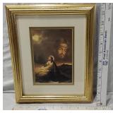 Framed Religious Art Print with Gold Frame of Jesus Praying