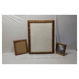Vintage Wooden Picture Frames including Large Carved Frame, Small Frame, and Ornate Gold Frame