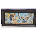 Wisconsin Artist Jerry Gadamus Doe and Buck Framed Print approx.14x28