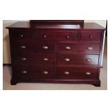 MB - Wooden Dresser with Mirror, 9 Drawers