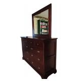 MB - Wooden Dresser with Mirror, 9 Drawers