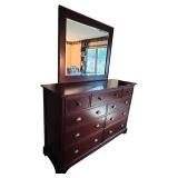 MB - Wooden Dresser with Mirror, 9 Drawers