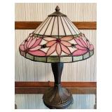 B3 - Tiffany-Style Stained Glass Table Lamp with Floral Shade