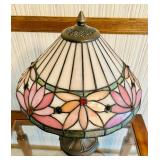 B3 - Tiffany-Style Stained Glass Table Lamp with Floral Shade