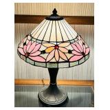 B3 - Tiffany-Style Stained Glass Table Lamp with Floral Shade