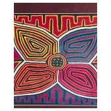 B2 - Framed Mola Textile Artwork with Geometric Floral Design