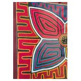 B2 - Framed Mola Textile Artwork with Geometric Floral Design