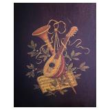 B3 - Antique Wooden Cabinet with Musical Motif, Sheet Music Storage and Single Drawer