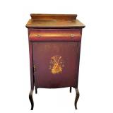 B3 - Antique Wooden Cabinet with Musical Motif, Sheet Music Storage and Single Drawer