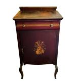 B3 - Antique Wooden Cabinet with Musical Motif, Sheet Music Storage and Single Drawer