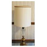 B3 - Vintage Brass and Cut Glass Table Lamp with Shade