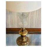 B3 - Vintage Brass and Cut Glass Table Lamp with Shade