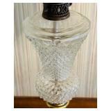 B3 - Vintage Brass and Cut Glass Table Lamp with Shade