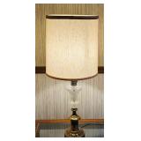 B3 - Vintage Brass and Cut Glass Table Lamp with Shade