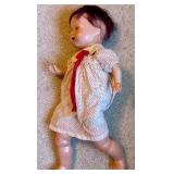 B2 - Vintage Composition Doll with Red Polka Dot Dress and Sleep Eyes