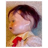 B2 - Vintage Composition Doll with Red Polka Dot Dress and Sleep Eyes