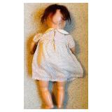B2 - Vintage Composition Doll with Red Polka Dot Dress and Sleep Eyes