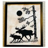 B3 - Heidi Lange Signed Moose Silhouette Art Print in Frame