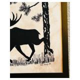 B3 - Heidi Lange Signed Moose Silhouette Art Print in Frame