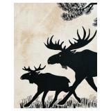 B3 - Heidi Lange Signed Moose Silhouette Art Print in Frame