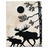 B3 - Heidi Lange Signed Moose Silhouette Art Print in Frame