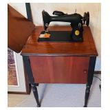 B2 - Vintage Singer Sewing Machine Model 15-91 with Table and Attachments