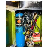 S - Workshop Tool Lot: Levels, Frame Clamp, Propane Torch, Glue Gun, Knives & More
