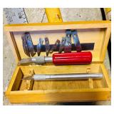S - Workshop Tool Lot: Levels, Frame Clamp, Propane Torch, Glue Gun, Knives & More