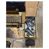 S - Collection of Hand Tools Including Saws, Planes, Mallet, Clamps, and Metal Toolbox