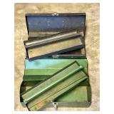 S - Lot of 2 Vintage Metal Toolbox Chests with Removable Trays