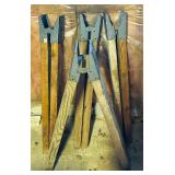S - Lot of 4 Vintage Wooden Folding Saw Horses