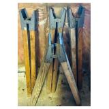 S - Lot of 4 Vintage Wooden Folding Saw Horses