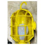 S - Lot of 3 Portable Work Lights with Protective Cages and Extension Cords