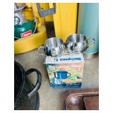 G - Vintage Camping and Outdoor Gear Collection with Coleman Lantern, Thermoses, and Accessories