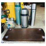 G - Vintage Camping and Outdoor Gear Collection with Coleman Lantern, Thermoses, and Accessories