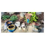 G - Outdoor Planter Pot Collection with Garden Gnome and Stand