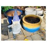 G - Outdoor Planter Pot Collection with Garden Gnome and Stand
