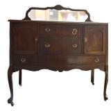 Vintage Solid Wood Buffet with Mirror and Storage Drawers