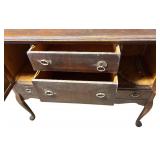 Vintage Solid Wood Buffet with Mirror and Storage Drawers
