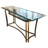 LR - Vintage Glass and Brass Console Table