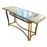 LR - Vintage Glass and Brass Console Table