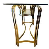 LR - Vintage Glass and Brass Console Table