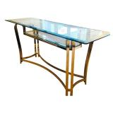 LR - Vintage Glass and Brass Console Table