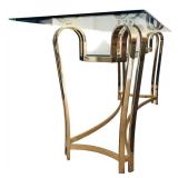 LR - Vintage Glass and Brass Console Table