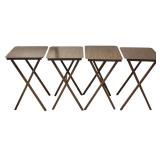 LL - Set of 4 Vintage Brown Folding TV Trays with Stand