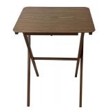 LL - Set of 4 Vintage Brown Folding TV Trays with Stand