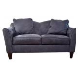 LL - Bauhaus Navy Blue Suede Loveseat with Cushions