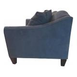 LL - Bauhaus Navy Blue Suede Loveseat with Cushions